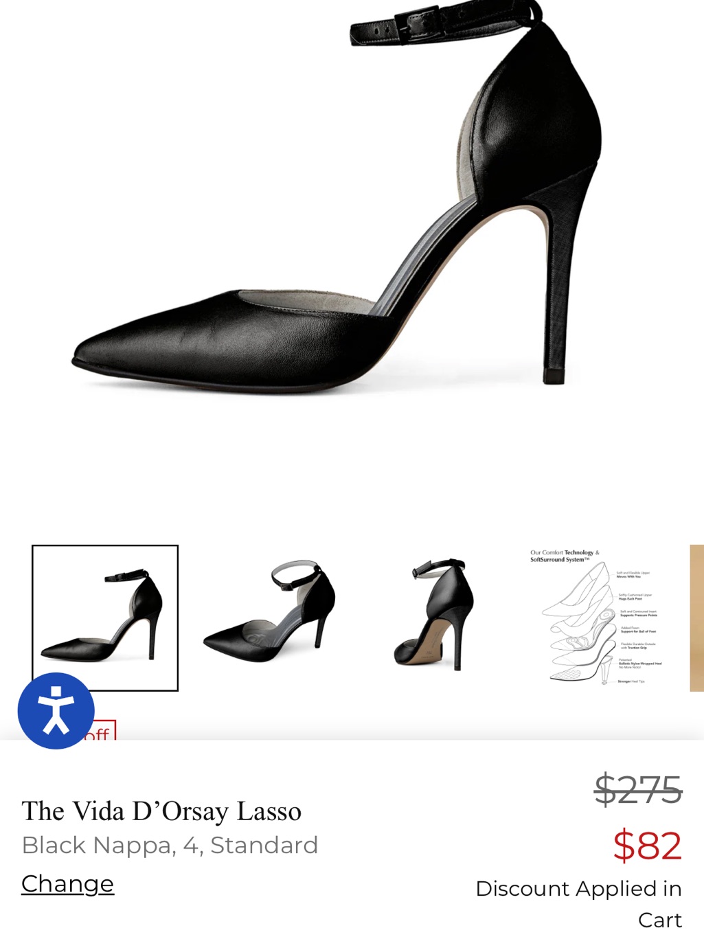 Vida D’orsay Lasso Black Ankle-Strap Stiletto